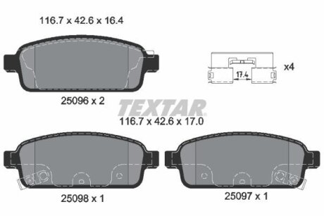 Комплект гальмівних колодок TEXTAR 2509602