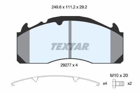 Комплект гальмівних колодок TEXTAR 2927705