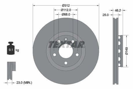 Тормозной диск TEXTAR 92106105