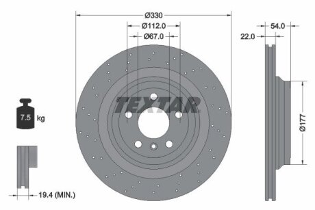 Диск тормозной TEXTAR 92254505