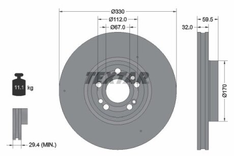 Тормозной диск TEXTAR 92307105