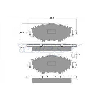 Гальмівна колодка дискова (TX 13-43) TOMEX 651398