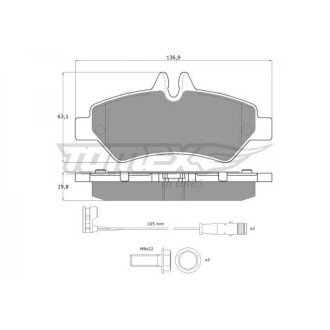 Гальмівна колодка дискова (TX 14-27) TOMEX 651468