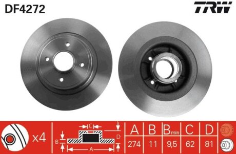 Диск гальмівний TRW DF4272