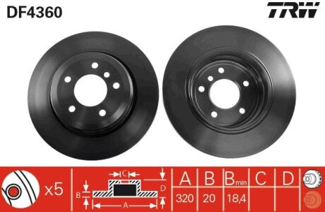 Диск гальмівний TRW DF4360