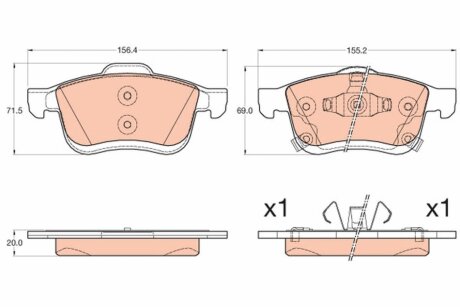 Комплект гальмівних колодок з 4 шт. дисків TRW GDB2060