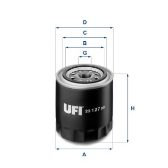 Фільтр масляний ВАЗ 2101-07, 2121-21213, 21214, 2129 (високий 96.5мм) UFI 23.127.00