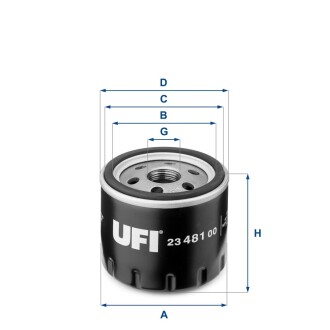 Фильтр масляный RENAULT DUSTER, LOGAN, SCENIC I, II, III 1.5 DCI 10- (выр-во) UFI 23.481.00