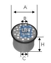 Фільтр паливний 1.9D 8V, 1.9TD 8V, 2.1TD 12V, 1.8D 8V FIAT Scudo 95-07, Ulysse 94-02; PEUGEOT Partner 96-08, Expert 95-07, 406 97-04, 306 93-02, 405 93-96, 806 98-02, 205 87-98; CITROEN Berlingo 96-08, Jumpy 95-07, Xsara 97-00, ZX 92-98 UFI 2439000