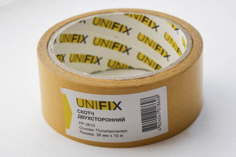 Лента клейкая двухсторонняя на полипропиленовой основе 38мм*10м UNIFIX PP-3810