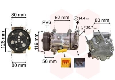 Компрессор кондиционера CITROEN BERLINGO/ PEUGEOT 207,208 (выр-во) Van Wezel 0900K255