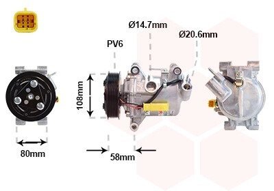 Компрессор кондиционера CITROEN C-ELYSEE 5/16+ (выр-во) Van Wezel 0901K702