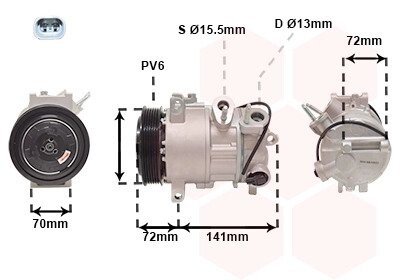 Компресор кондиціонера DODGE CALIBER / JEEP COMPASS 06+ Van Wezel 2101K001