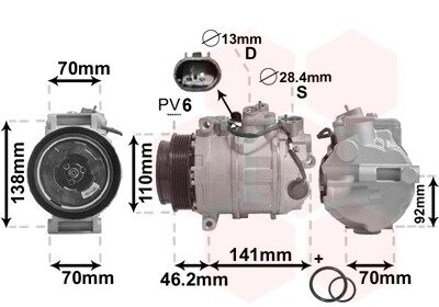 Компрессор кондиционера MERCEDES C-CLASS W203 00- (выр-во) Van Wezel 3000K091