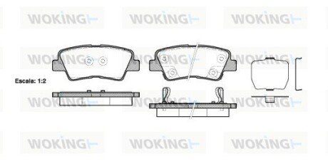 Колодки гальмівні диск. задн. (Remsa) Hyundai Grandeur 2.4 11-,Hyundai Grandeur 3.0 11- (P12623.02) WOKING P1262302