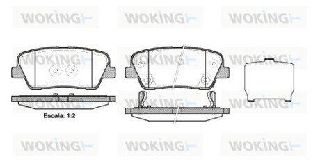 Тормозной колодки диск. задн. (выр-во Remsa) Hyundai Equus centennial 4.6 09-,Hyundai Genesis 2.0 08- (P13743.02) WOKING P1374302