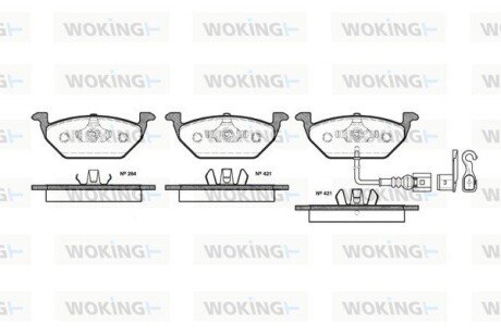 Тормозные колодки пер. Caddy III/Golf V/Octavia/A3 03- (с датчиком) WOKING P7333.21