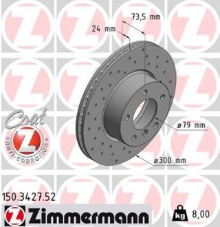 Диск тормозной ZIMMERMANN 150.3427.52