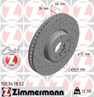 Диск тормозной ZIMMERMANN 150.3478.52