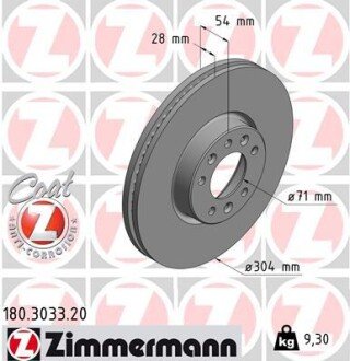 Диск гальмівний ZIMMERMANN 180.3033.20