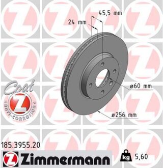 Диск тормозной ZIMMERMANN 185.3955.20