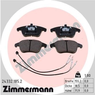 Колодки тормозные дисковые (комплект 4 шт.)) ZIMMERMANN 24332.185.2