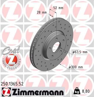 Диск тормозной ZIMMERMANN 250.1365.52