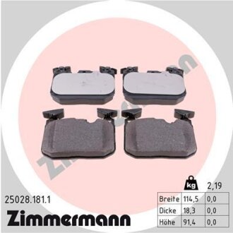 Колодки тормозные дисковые ZIMMERMANN 25028.181.1