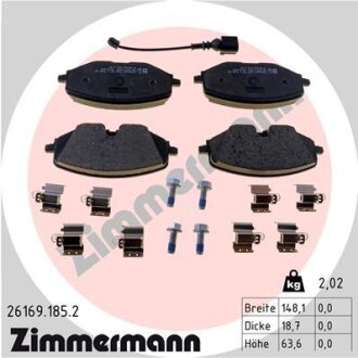 Колодки гальмівні дискові (комплект 4 шт) ZIMMERMANN 26169.185.2