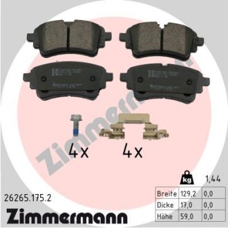 Колодки гальмівні дискові (комплект 4 шт) ZIMMERMANN 26265.175.2