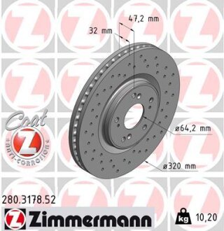 Диск гальмівний ZIMMERMANN 280.3178.52