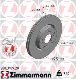 Диск гальмівний ZIMMERMANN 280.3189.20