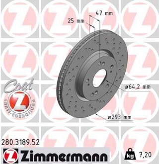 Диск тормозной ZIMMERMANN 280.3189.52