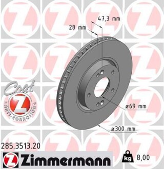 Диск тормозной ZIMMERMANN 285.3513.20