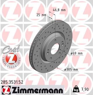 Диск тормозной ZIMMERMANN 285.3531.52