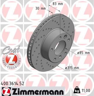 Диск тормозной ZIMMERMANN 400.3614.52