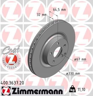 Диск гальмівний ZIMMERMANN 400.3637.20