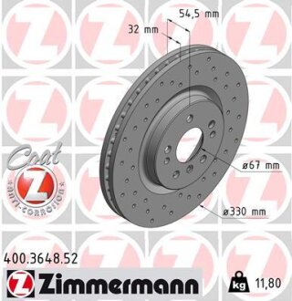 Диск тормозной ZIMMERMANN 400.3648.52