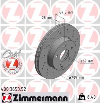 Диск тормозной ZIMMERMANN 400.3653.52