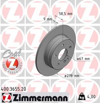 Диск гальмівний ZIMMERMANN 400.3655.20