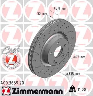 Диск тормозной ZIMMERMANN 400.3659.20