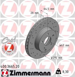 Диск гальмівний ZIMMERMANN 400.3665.20