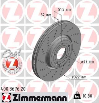 Диск гальмівний ZIMMERMANN 400.3676.20