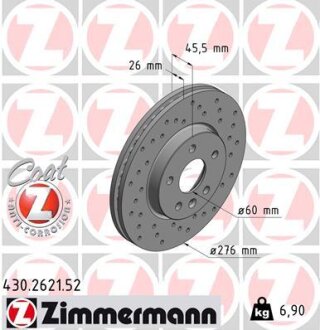 Диск тормозной ZIMMERMANN 430.2621.52