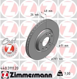 Диск гальмівний ZIMMERMANN 440.3111.20