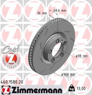 Диск гальмівний ZIMMERMANN 460.1580.20