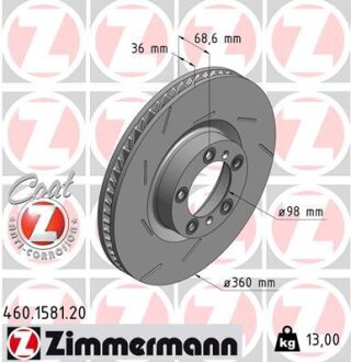 Диск гальмівний ZIMMERMANN 460.1581.20