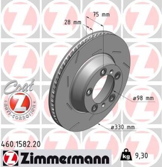 Диск тормозной ZIMMERMANN 460.1582.20