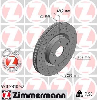 Диск тормозной ZIMMERMANN 590.2810.52